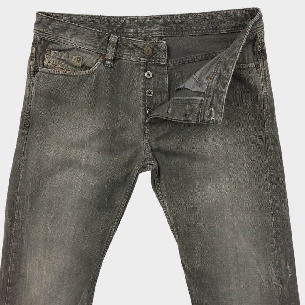 Diesel Viker Straight Leg Gray Faded Denim Jeans Mens 32 Button Fly